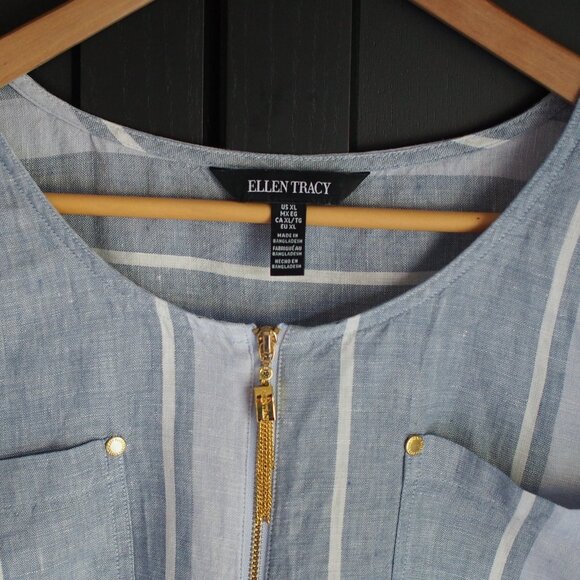 Ellen Tracy  Like NEW| Linen Striped Top - Picture 2 of 9